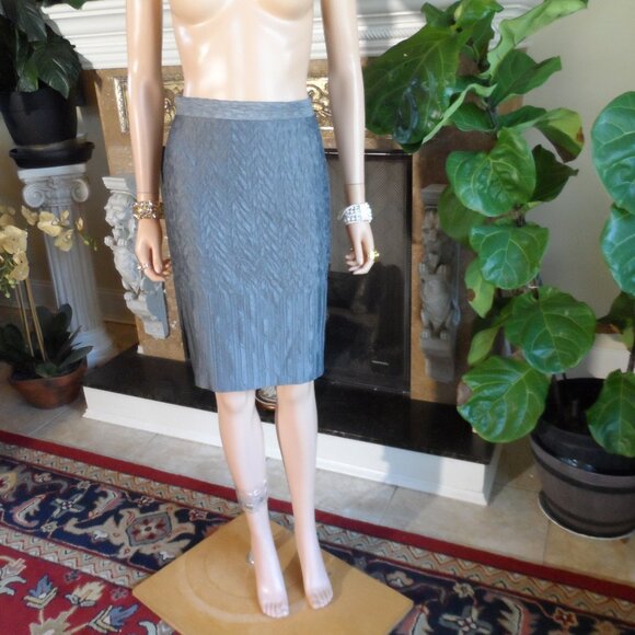 New Moschino CheapandChic Dark Gray Textured Silk Skirt Suit w/Back Bow Size 6 - Picture 10 of 16